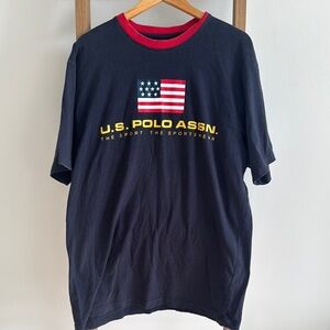 U.S. Polo Assn. Vintage l T-Shirt with Flag Design LT 1990 Cotton 100%